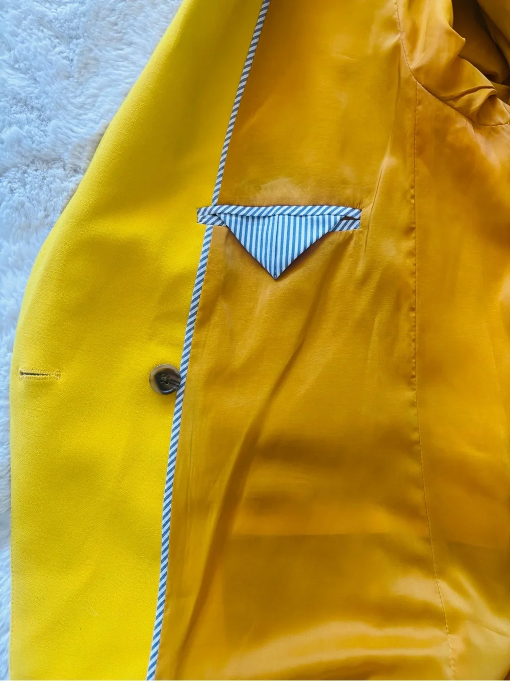 J. Crew Mustard Yellow Dover Double Breasted Blazer Size: 10 - Picture 7 of 8